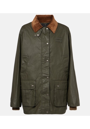 Miu Miu Corduroy-trimmed poplin jacket