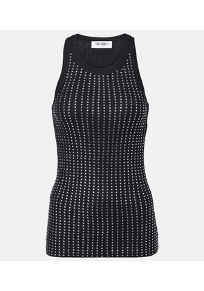 The Attico Crystal-embellished ribbed-knit tank top