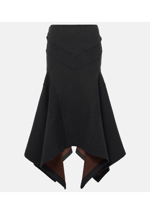 The Attico Asymmetric cotton midi skirt