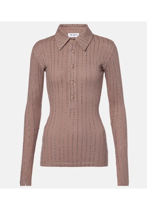 The Attico Embellished cotton polo sweater