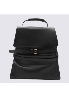 Moschino Black Leather Backpack