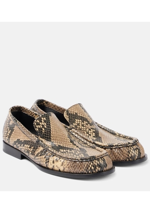 Dries Van Noten Snake-effect leather loafers