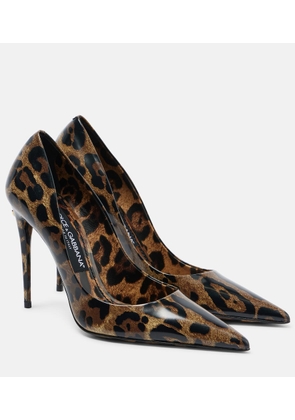 Dolce&Gabbana 105 leopard-print polished leather pumps