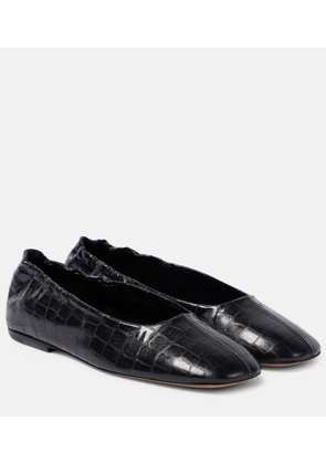 Dries Van Noten Croc-effect leather ballet flats