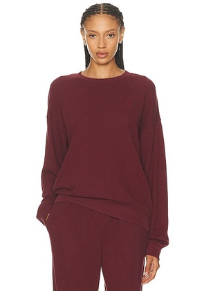 Eterne Oversized Lightweight French Terry Crewneck Sweatshirt in Oxblood - Burgundy. Size L (also in M, S, XS).