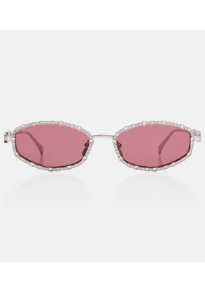 Gucci Crystal-embellished oval sunglasses