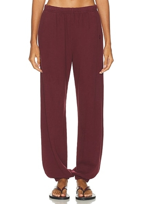 Eterne Boyfriend Lightweight French Terry Pocket Sweatpant in Oxblood - Burgundy. Size L (also in M, S, XL, XS).