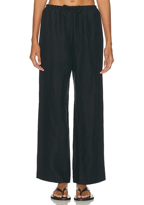 Deiji Studios Double Waist Linen Pant in Black - Black. Size S (also in ).