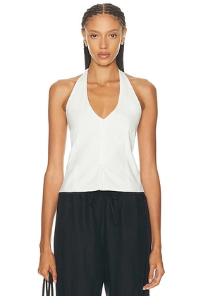 Deiji Studios Waist Halter Top in White - White. Size L (also in XS, S, M).