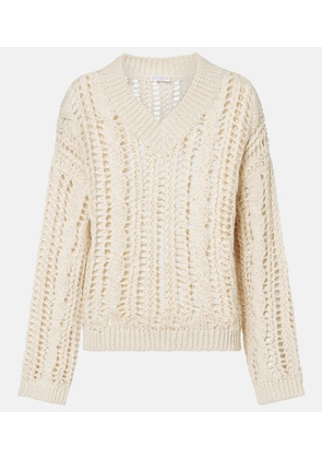 Brunello Cucinelli Open-knit jute and cotton-blend sweater