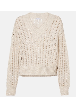 Brunello Cucinelli Embellished silk and linen-blend sweater