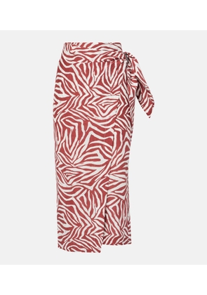 Brunello Cucinelli Printed cotton and silk wrap skirt