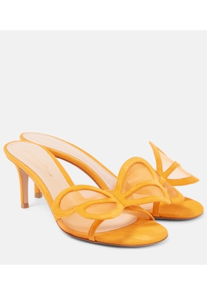Gianvito Rossi Ilia suede-trimmed mesh mules