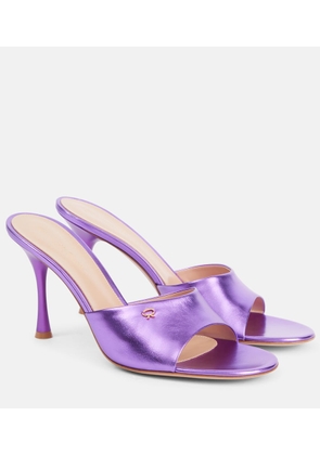 Gianvito Rossi Logo metallic leather mules