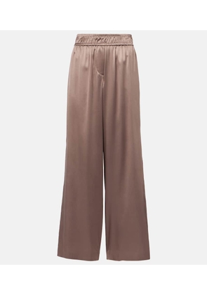 Brunello Cucinelli Silk-blend satin wide-leg pants