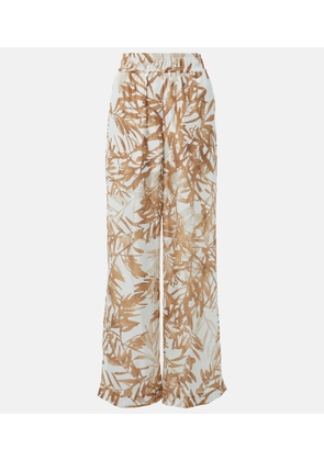 Brunello Cucinelli Printed high-rise silk wide-leg pants