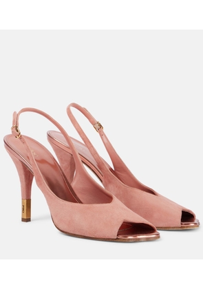 Chloe Flower 95 suede peep-toe pumps