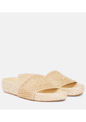 Chloe Isla raffia-effect slides