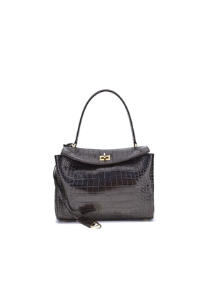 Balenciaga Rodeo Shoulder Bag In Crocodile-print Leather
