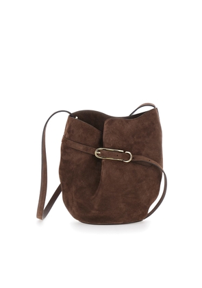 Little Liffner Belted Bucket Brown Crossbody Bag With Belt On The Front In Suede Woman