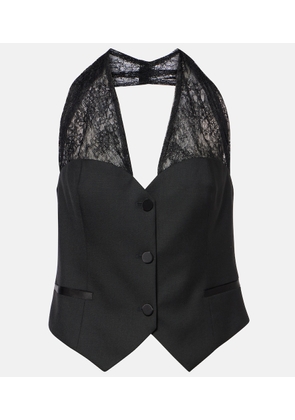 Nina Ricci Lace-trimmed halterneck vest