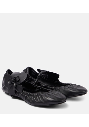 Zimmermann Orchid floral-applique leather Mary Jane flats