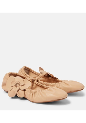 Zimmermann Orchid floral-applique leather Mary Jane flats
