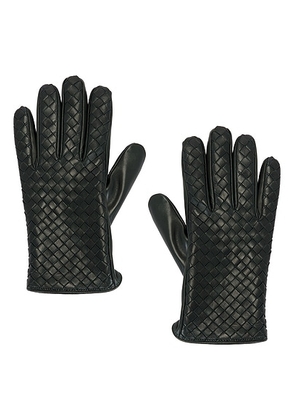 Bottega Veneta Soft Nappa Intrecciato Leather Gloves in Dark Green - Green. Size 8 (also in ).