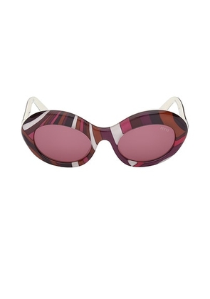 Emilio Pucci Oval Sunglasses in Shiny Violet  White  & Dark Rose - Purple. Size all.