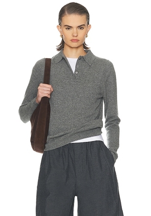 Enza Costa Knit Cashmere Polo Sweater in Thunder - Grey. Size M (also in ).