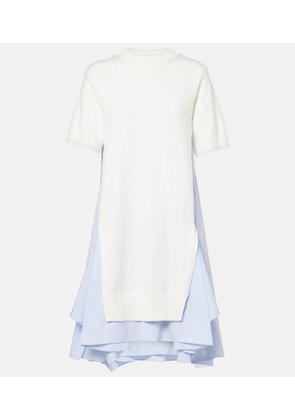Sacai Striped cotton-blend poplin midi dress