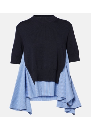 Sacai Cotton-blend poplin cardigan