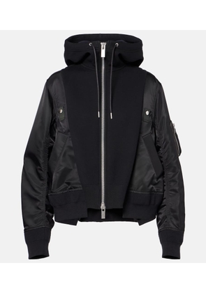 Sacai Paneled cotton-blend zip-up hoodie