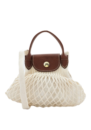 Longchamp Filet Mesh Le Pliage XS Bag In Ecru