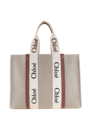 Chloe Large Woody Linen Tote Bag