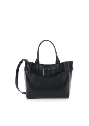 Tom Ford Audrey Small Black Handbag With Adjustable Strap And Logo Lettering On The Front In Hammered Leather Woman