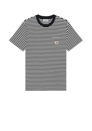 Carhartt WIP Short Sleeve Verner Pocket T-shirt in Verner Stripe & Black - Black. Size L (also in M).