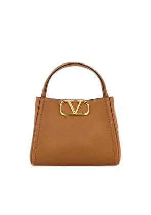 Valentino Garavani Camel Leather Medium Alltime Handbag