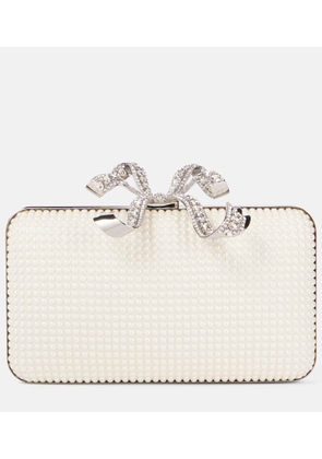 Self-Portrait Bow faux pearl-embellished clutch