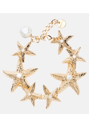 Self-Portrait Embellished gold-plated bracelet