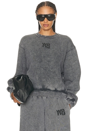 Alexander Wang Essential Terry Crew Sweatshirt in Washed Granite - Grey. Size XS (also in ).