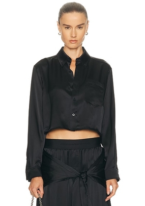 Alexander Wang Cropped Boyfriend Shirt in Black - Black. Size 0 (also in 2, 8).
