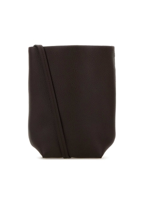 The Row Dark Brown Leather N/S Park Crossbody Bag