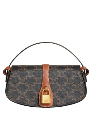 Celine Triomphe Canvas and Calfskin Clutch On Strap