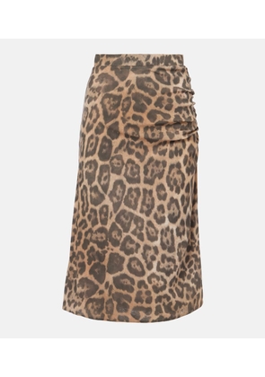 Stella McCartney Leopard-printed ruched midi skirt