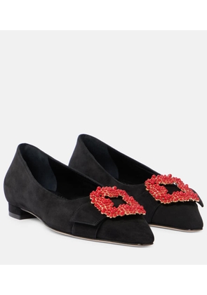 Manolo Blahnik Gifla embellished suede ballet flats