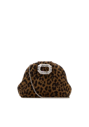 Amina Muaddi Printed Suede Micro Camelia Clutch