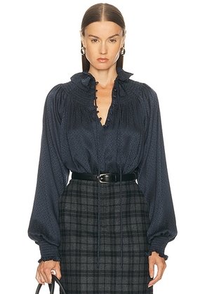 Burberry Long Sleeve Blouse in Black IP Pattern - Black. Size 0 (also in 2, 4, 6).