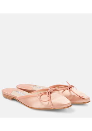 Manolo Blahnik Ballerimu leather-trimmed satin mules