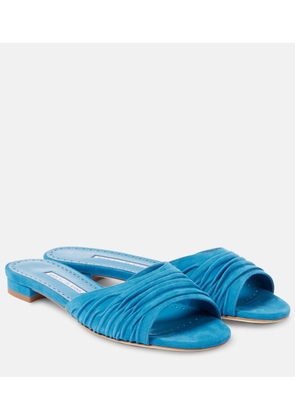 Manolo Blahnik Piruaflat 10 suede sandals